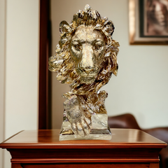 Golden Lion Face Statue