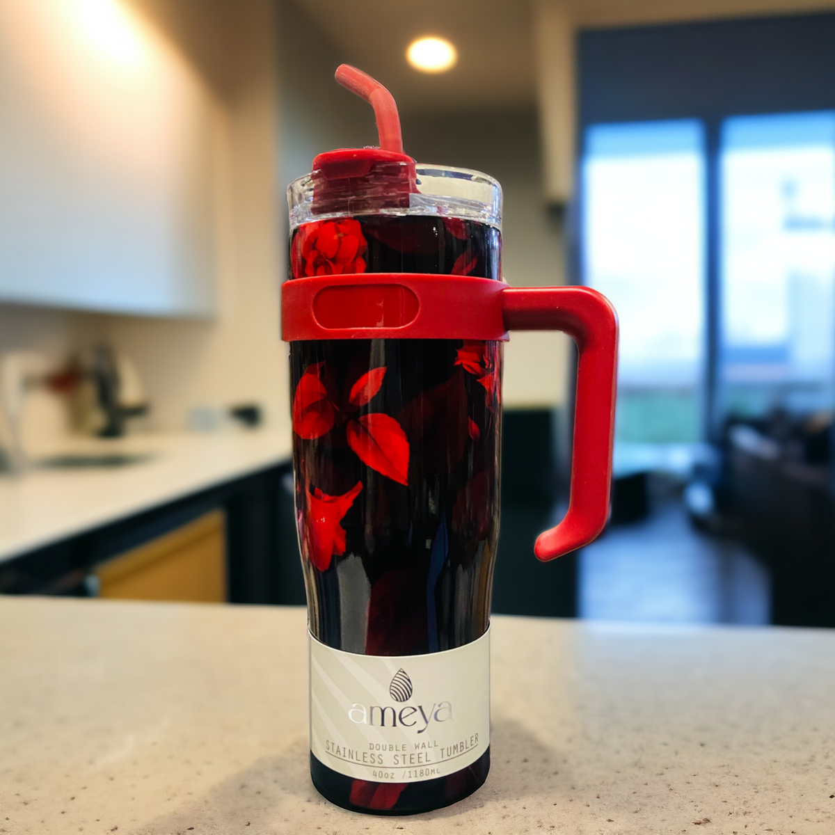 Stainless Steel Vacuum Tumbler-Red