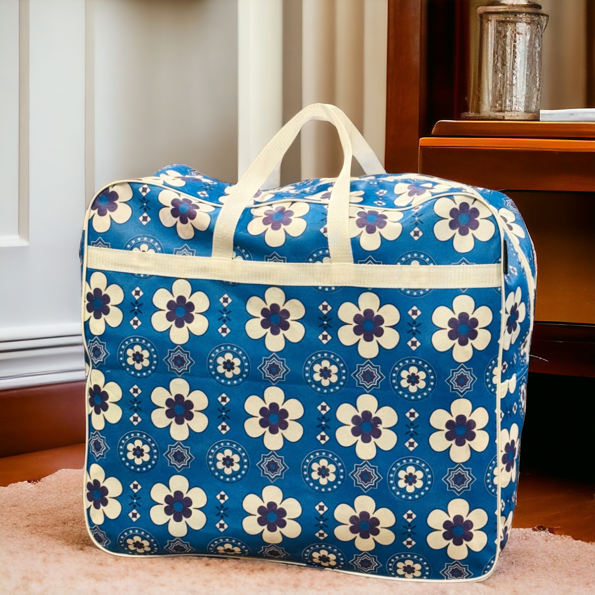 110GSM Non-Woven Luggage Bag (Ajrak Blue)