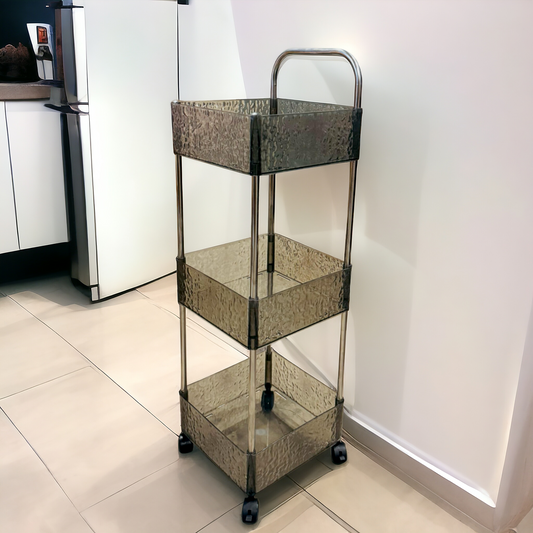 3 Tier Rolling Storage Cart-Black