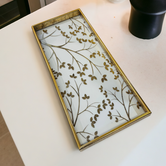 Golden Border Glass Tray (46x19cm) -D1