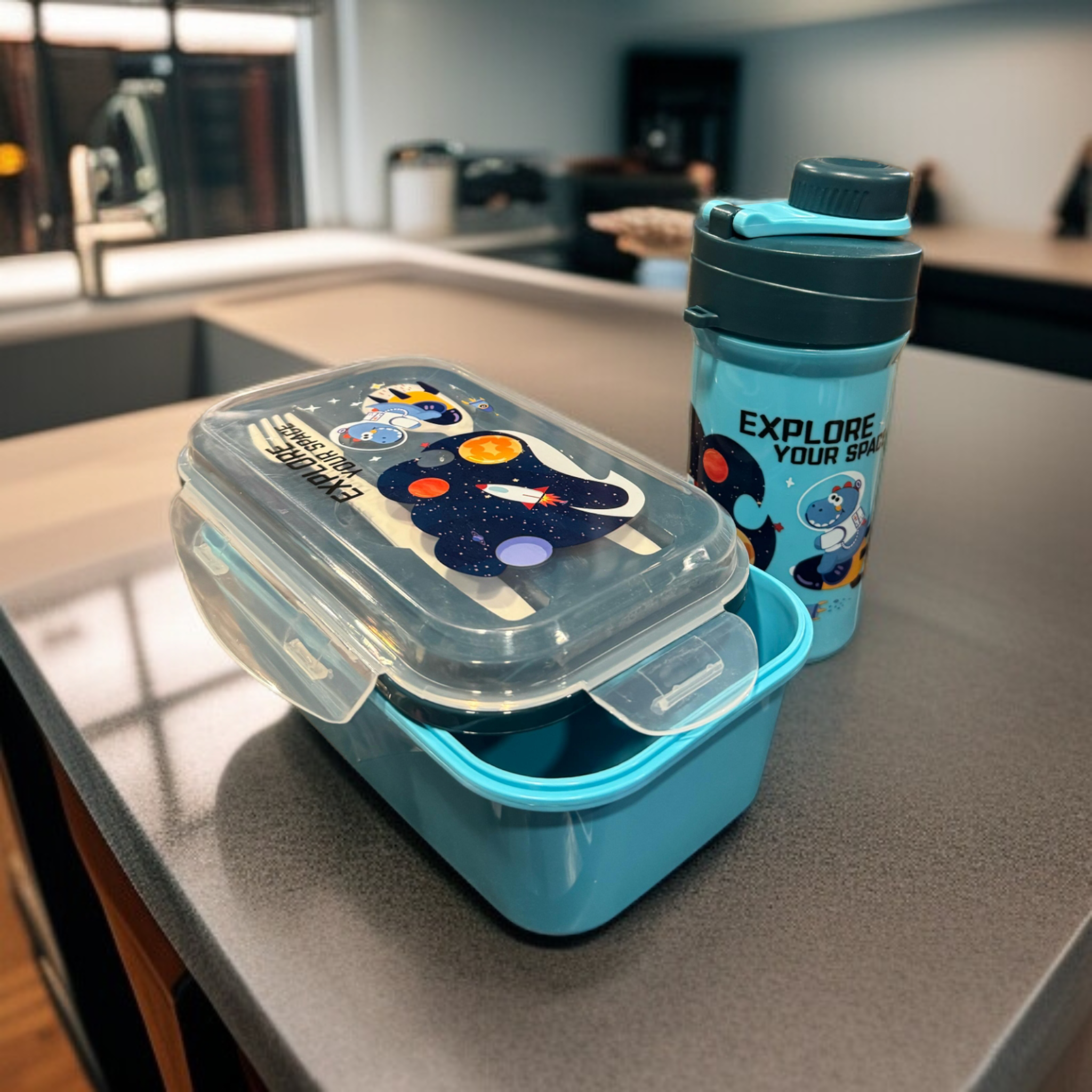 Lunch Box with Bottle-Sky Blue