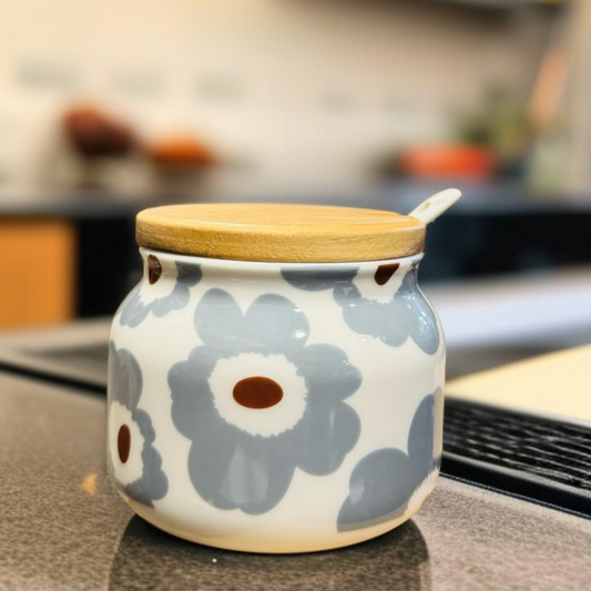 Single Pc Wooden Lid Sugar Pot-D2