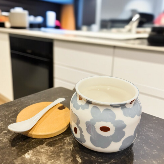 Single Pc Wooden Lid Sugar Pot-D2