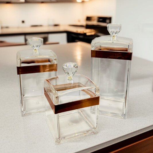 Acrylic 3 Pcs Airtight Jar Set-D1