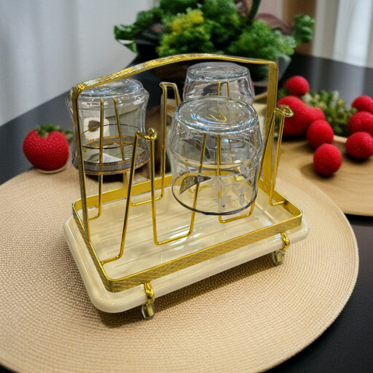 Metal Golden Glass Stand (6 Hook)