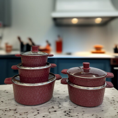 W.J.S 10 Pcs Granite Cookware Set-Mehroon