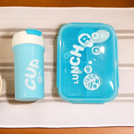 3 Compartment Lunch Box with Bottle-Sky Blue