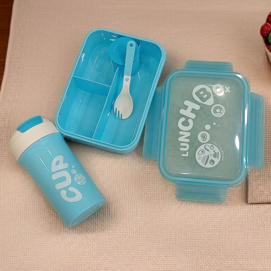 3 Compartment Lunch Box with Bottle-Sky Blue