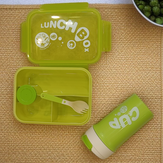 3 Compartment Lunch Box with Bottle-Green