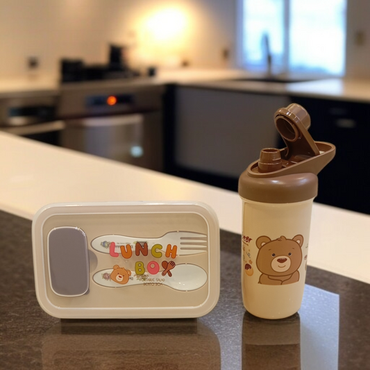 Leak Proof Lunch Box with Bottle-Brown
