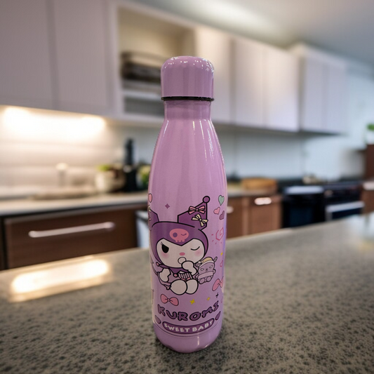 Cartoon Printed Water Bottle-Purple