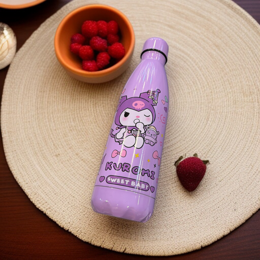 Cartoon Printed Water Bottle-Purple