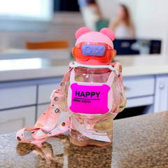 Bear Design Water Bottle-Pink