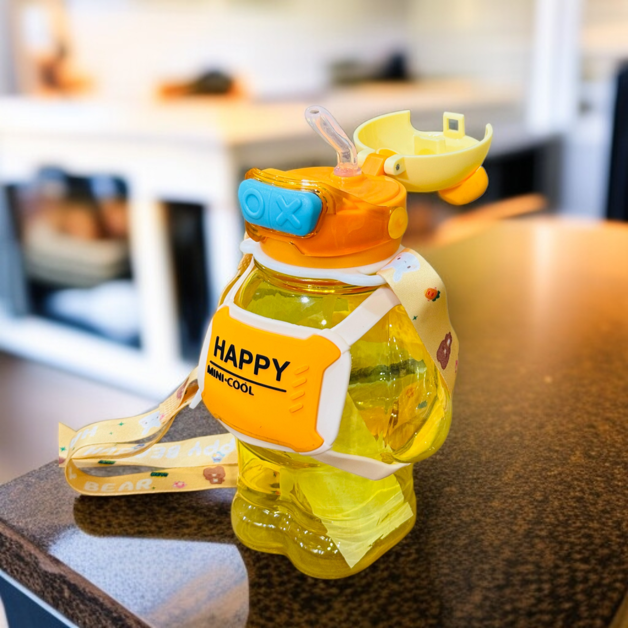 Bear Design Water Bottle-Orange