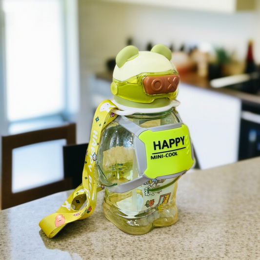 Bear Design Water Bottle-Green