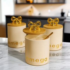 Canister Set with Golden Bow Lid