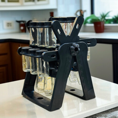 Rotating Spice Rack with 18 Glass Spice Jars