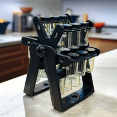 Rotating Spice Rack with 18 Glass Spice Jars