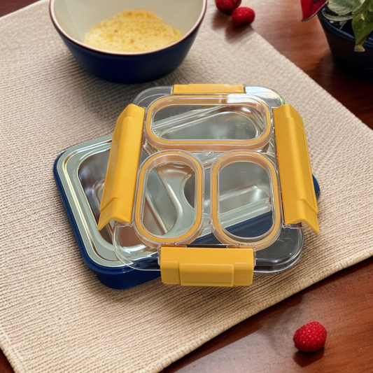 3 Compartments Lunch Box-Yellow