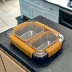 2 Compartments Lunch Box-Yellow