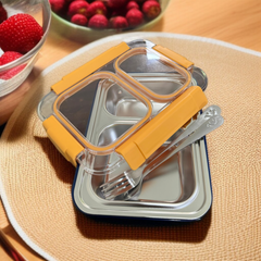 2 Compartments Lunch Box-Yellow
