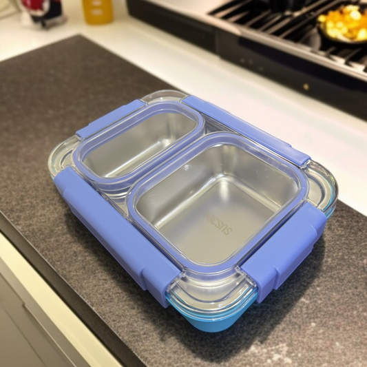 2 Compartments Lunch Box-Blue