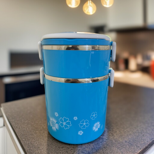 Double Layer Lunch Box-Blue