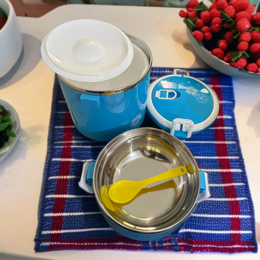 Double Layer Lunch Box-Blue