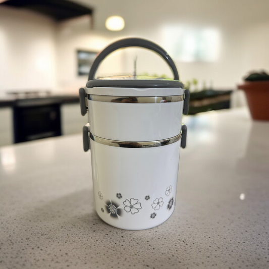 Double Layer Lunch Box-White