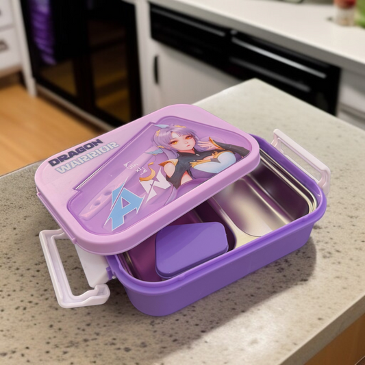 Dragon Warrior Design Lunch Box-Purple
