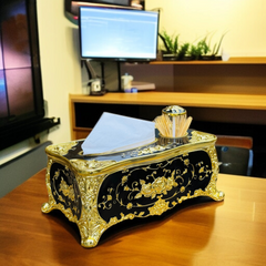 Elegant Tissue Box with Toothpick Holder-Black