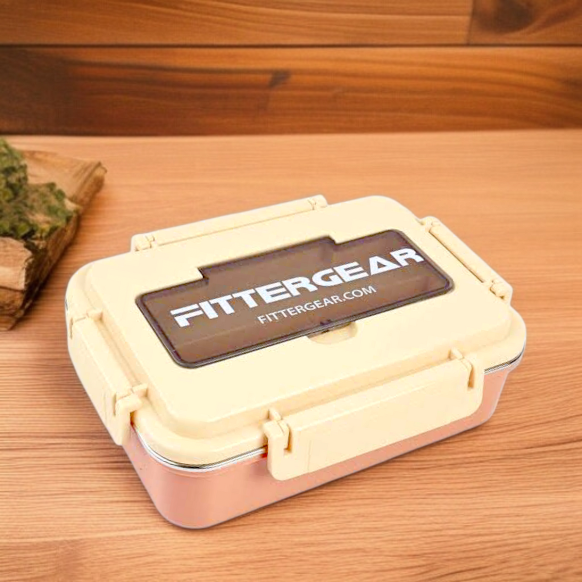 Fittergear 2 Compartment Lunchbox-Light Brown