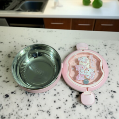 Round Cartoon Printed Lunch Box-Pink