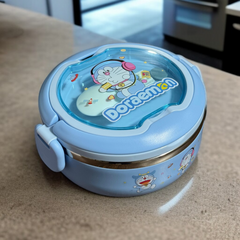 Round Cartoon Printed Lunch Box-Blue