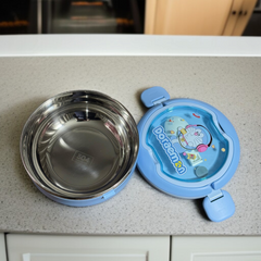 Round Cartoon Printed Lunch Box-Blue