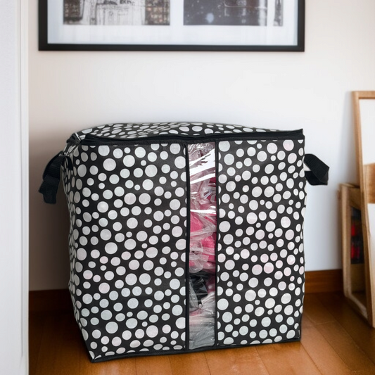 110GSM Cloth Storage Bag 1 Pc White(Polka Dot)