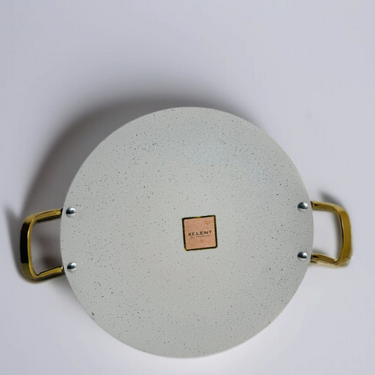 Double Handle Marble Tawa White-33cm