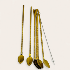 Golden Spoon & Straw Set
