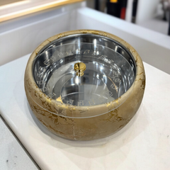Printed Stainless Steel Velvet Naan Box-Golden