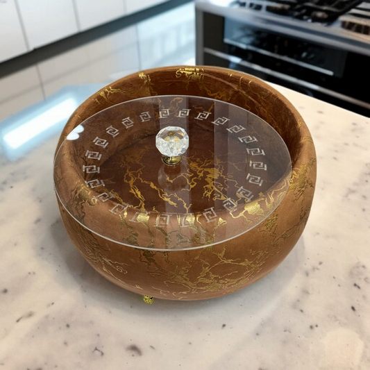 Printed Velvet Naan Box-Brown