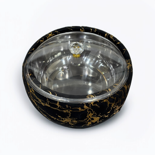 Printed Stainless Steel Velvet Naan Box-Black