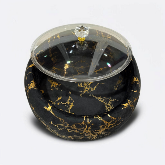 Printed Velvet Naan Box -Black