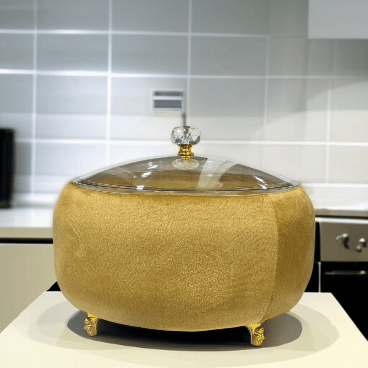 Plain Velvet Naan Box -Golden