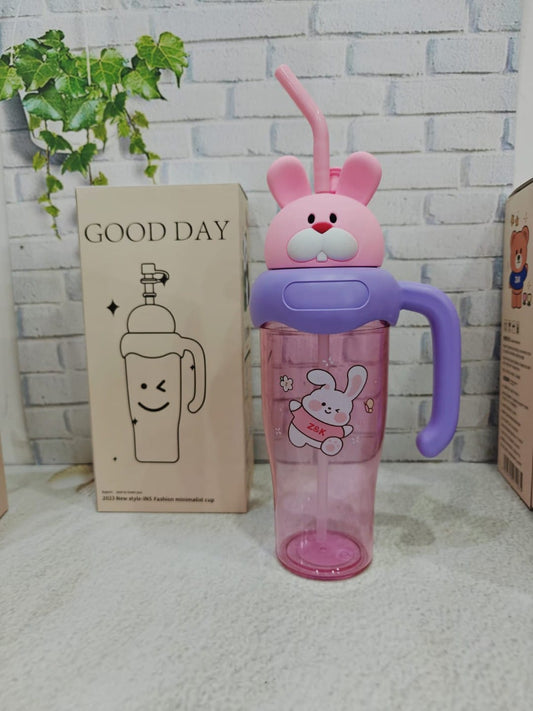 Bunny Design Water Bottle-Pink