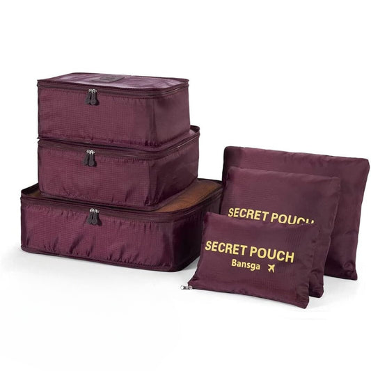 6 Pcs Waterproof Travel Storage Bag (Mehroon)
