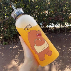 Cute Bear Straw Water Bottle -D1