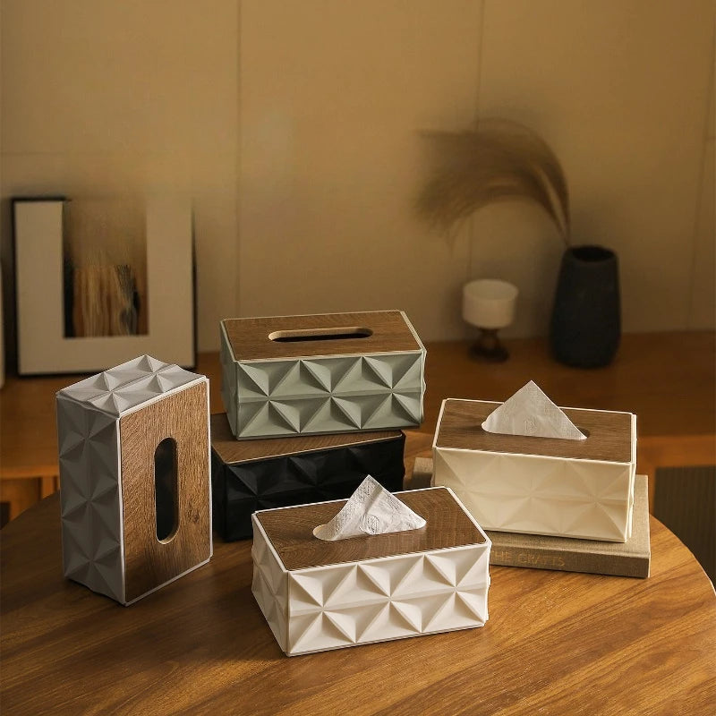 Moder Tissue Box with Wooden Lid