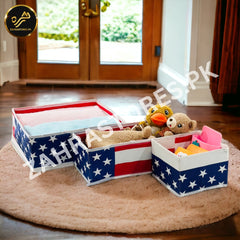 3 Pc Printed Storage Organizer-(USA Flag)