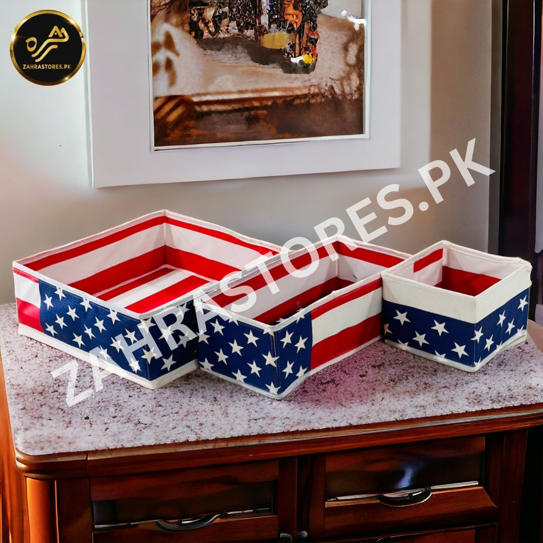 3 Pc Printed Storage Organizer-(USA Flag)